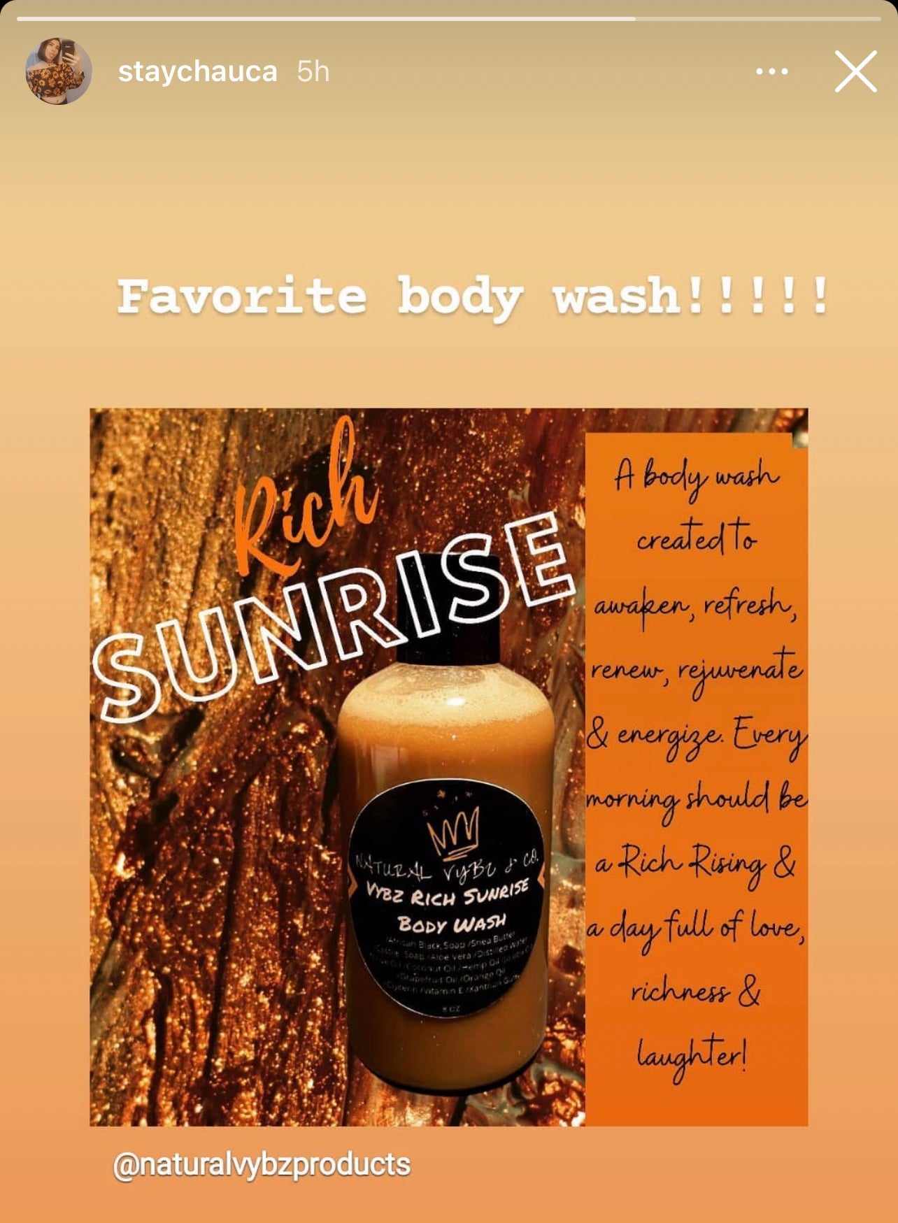 Vybz Rich Sunrise Body Wash | Luxurious & Rejuvenating Skin Care