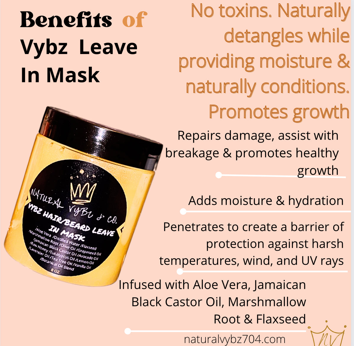 Vybz Leave In Conditioning Mask | Nourish, Hydrate, and Repair Your Hair/Beard