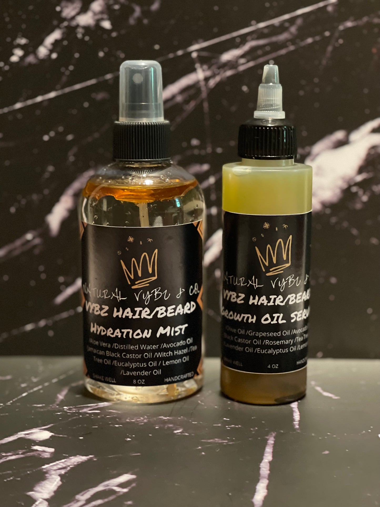 Hair and beard hydration mist with natural oils to moisturize hair and beard with infused growth oil